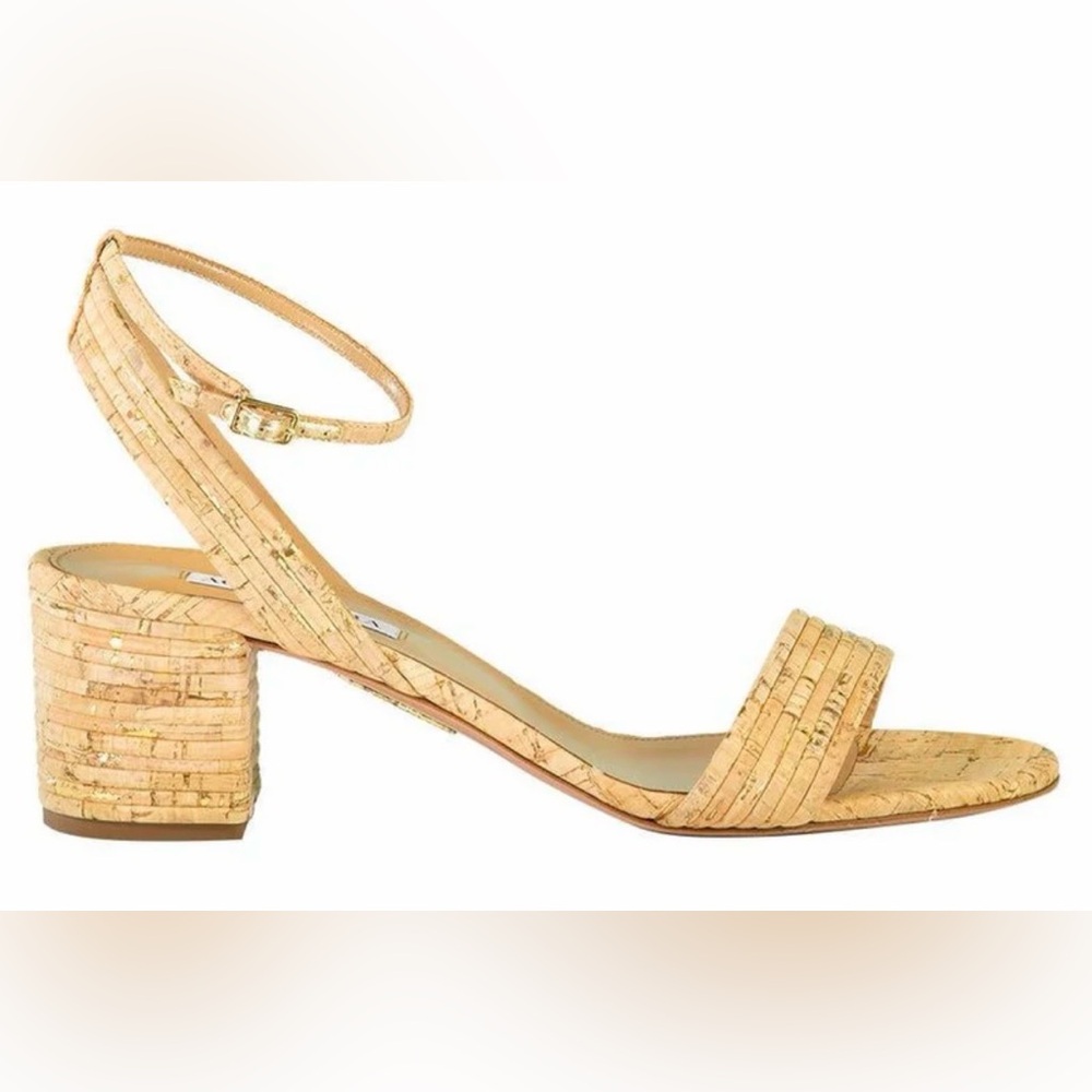 Aquazzura Sundance Sandal 50 in Natural/Gold